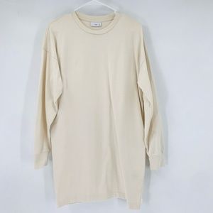 TNA Long Sleeve Cotton Sweatshirt Mini Dress Cream Size Small